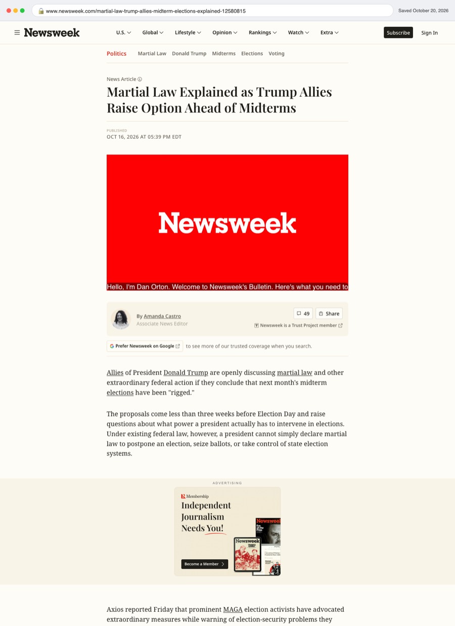 Saved copy of the Newsweek article