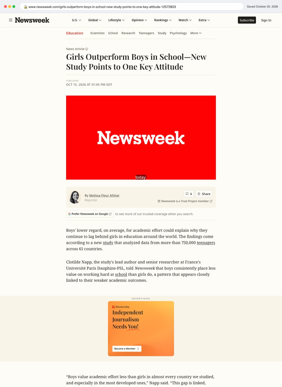 Saved copy of the Newsweek article