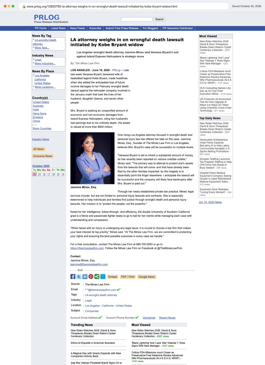 Saved copy of the PRLog article
